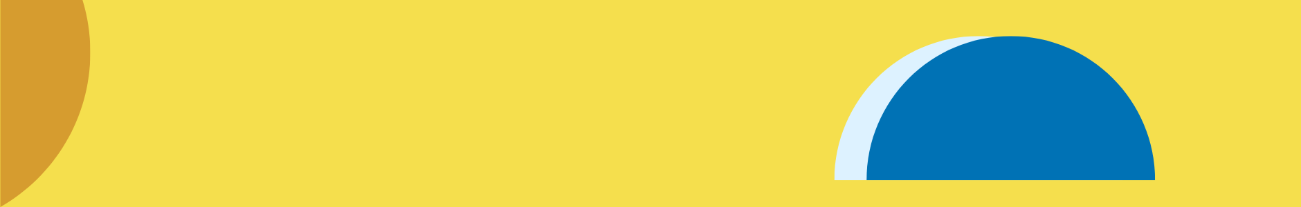 a blue half circe on bright yellow background