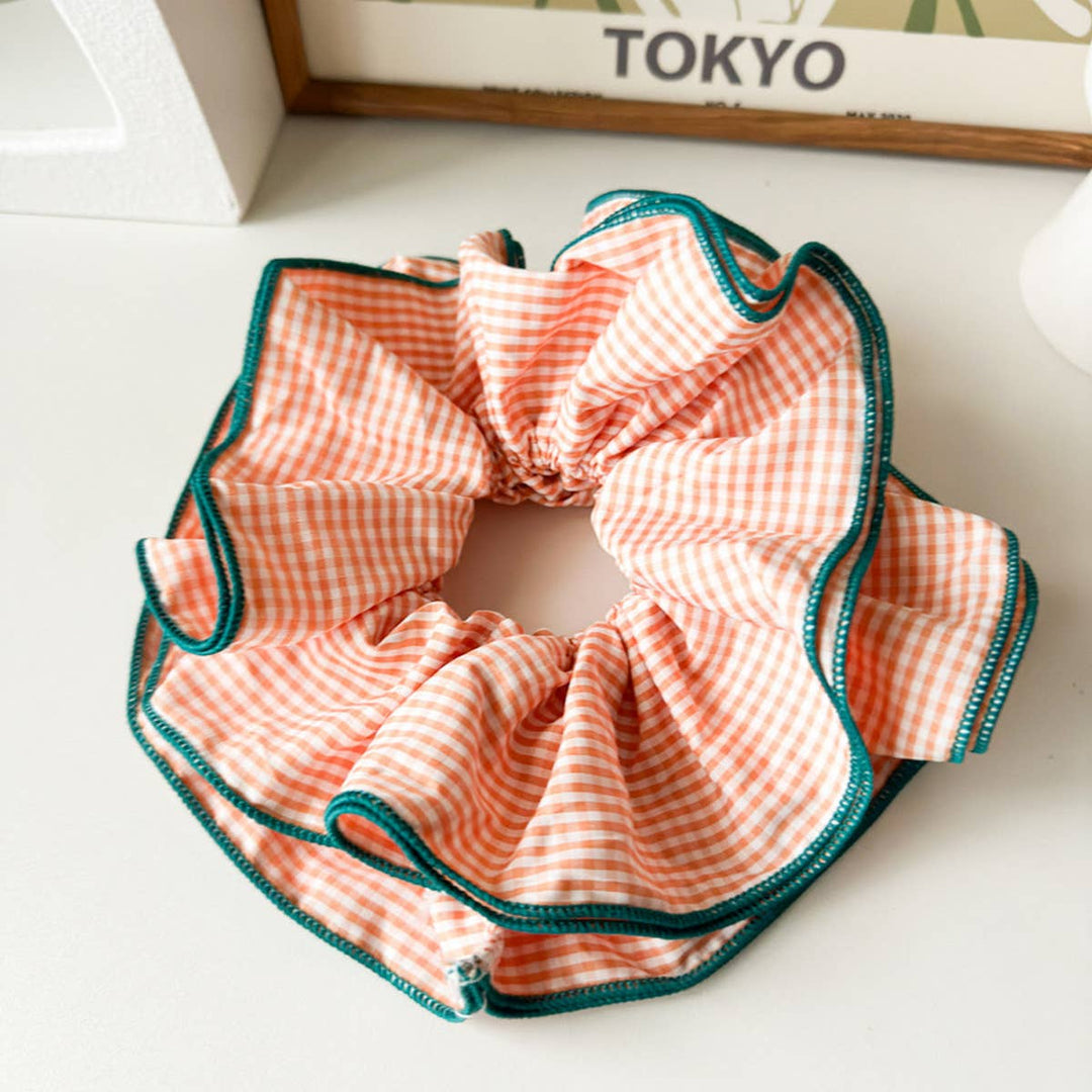 ACCITY - NICHE RETRO PLAID RUFFLED HAIR RING HAIR ROPE_CWAHA1352: Pink / (OS) 3