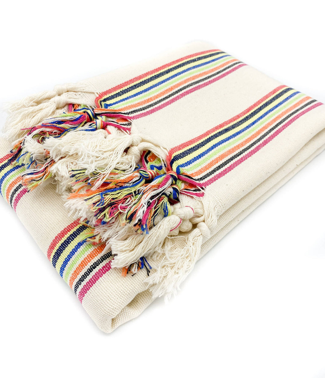 Multi-color Stripe Handwoven Cotton Turkish Throw Blanket