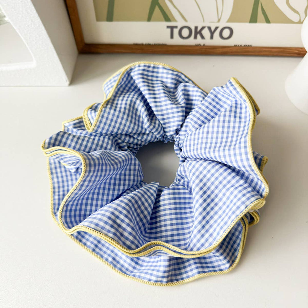 ACCITY - NICHE RETRO PLAID RUFFLED HAIR RING HAIR ROPE_CWAHA1352: Pink / (OS) 3