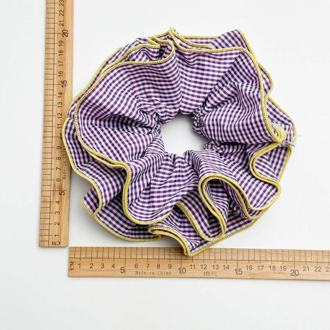 ACCITY - NICHE RETRO PLAID RUFFLED HAIR RING HAIR ROPE_CWAHA1352: Pink / (OS) 3