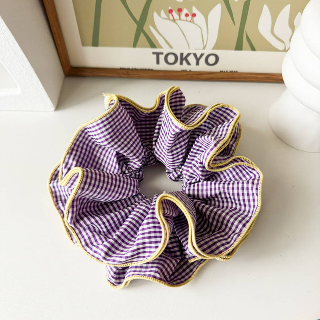 ACCITY - NICHE RETRO PLAID RUFFLED HAIR RING HAIR ROPE_CWAHA1352: Pink / (OS) 3