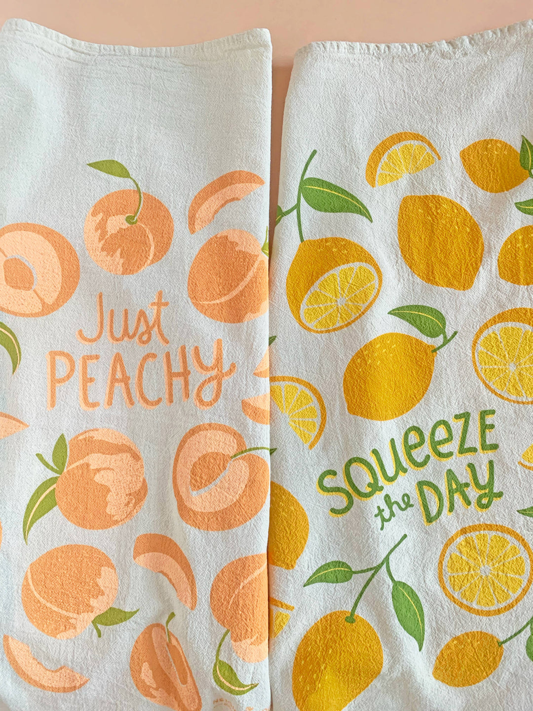 The Neighborgoods - PEACH TART (Peach, Lemon) - Tea Towel Set of 2